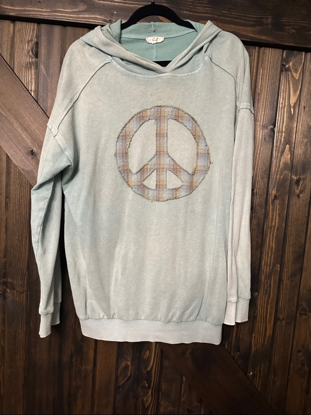Peace Sign Lightweight Hoodie - Sage Green